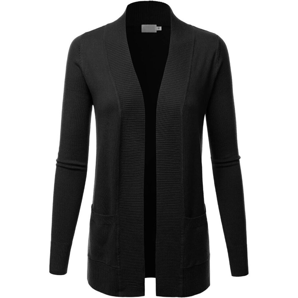 Women's Knit Long Sleeve Cardigan Open Front Pockets Casual Sweater